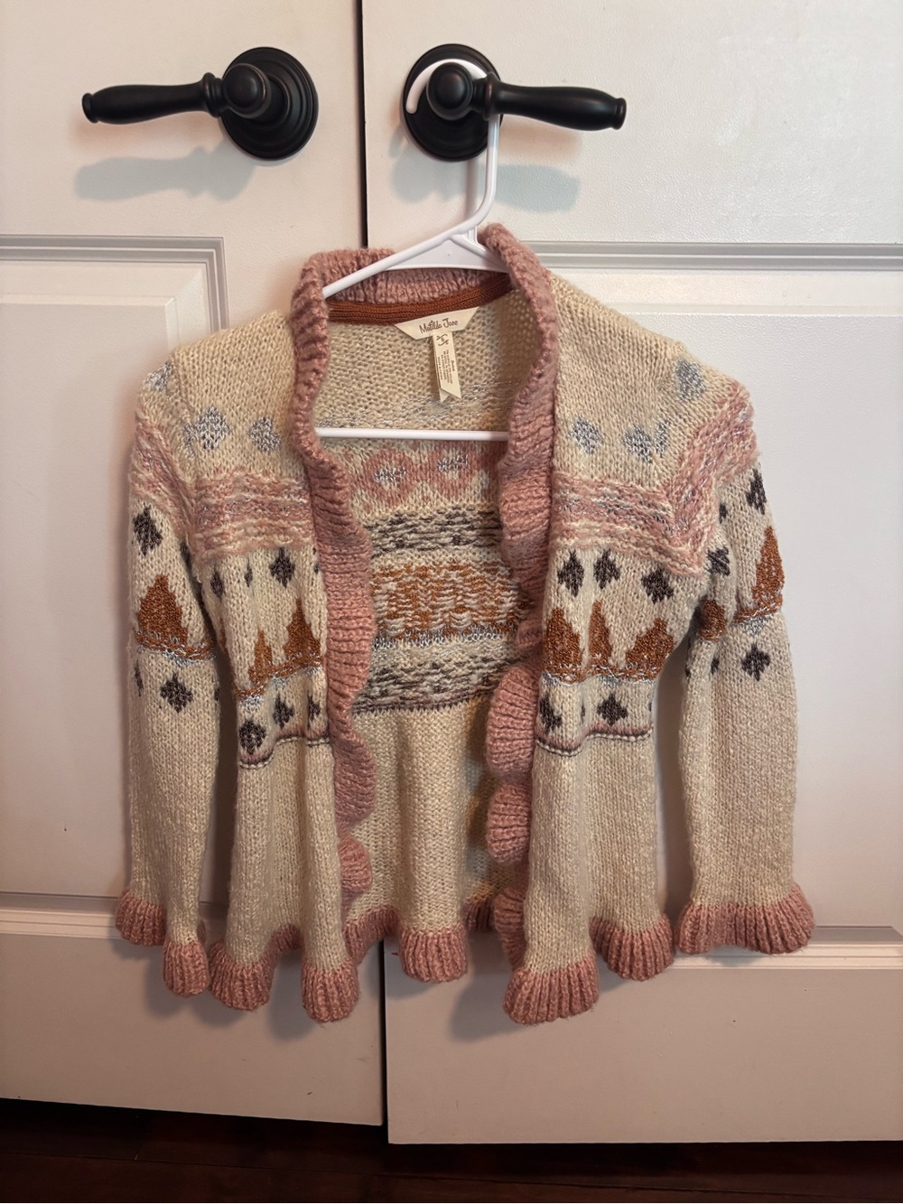 Matilda Jane Cream Multicolor Ruffle-Trim Knit Cardigan